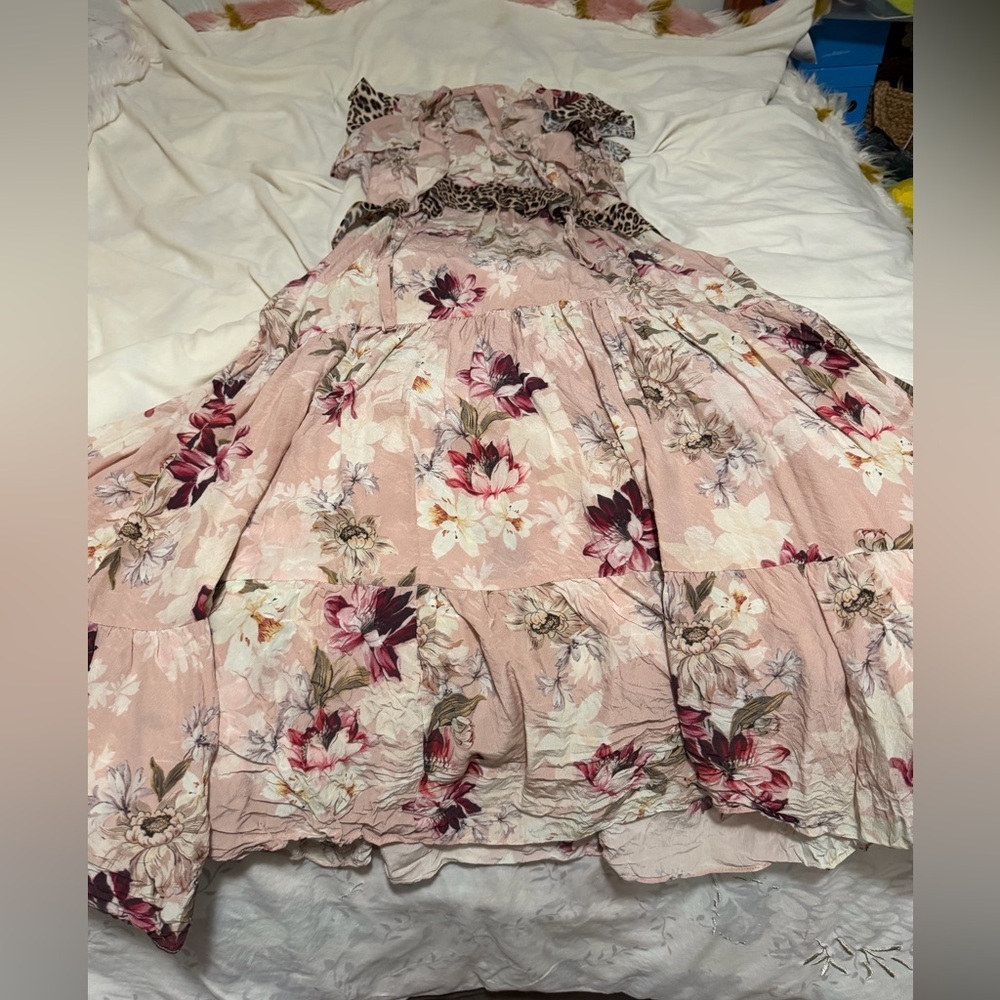 Anthropologie Kachel Sedona Sunrise Floral Silk Midi Dress Size 4 - Picture 4 of 8